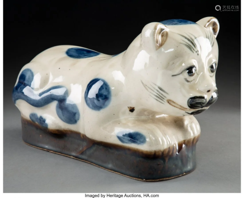 78509: A Chinese Glazed Earthenware Cat-F…
