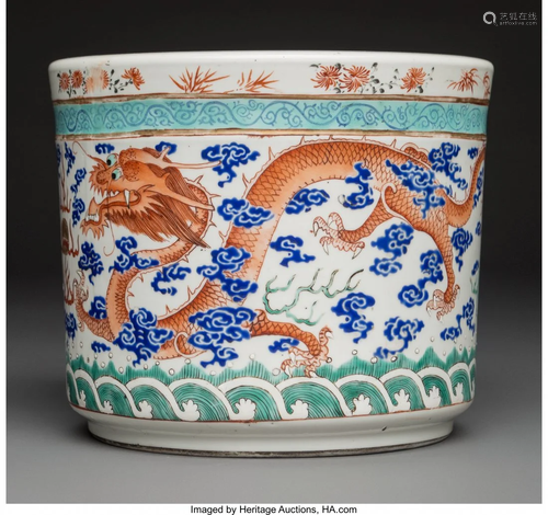 78199: A Chinese Enameled Porcelain Planter…