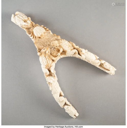 78395: A Japanese Carved Antler, Meiji Perio…