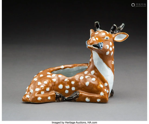 78209: A Chinese Porcelain Deer-Form Brush …