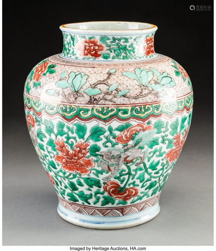 78097: A Chinese Wucai Porcelain Jar, Ming …