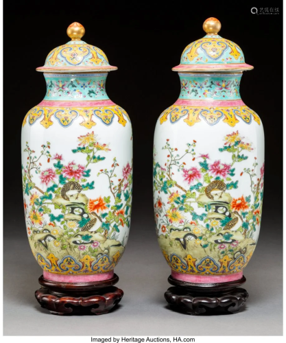 78212: A Pair of Chinese Famille Rose Porce…
