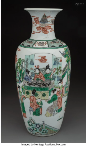 78222: A Chinese Famille Verte Porcelain Vas…