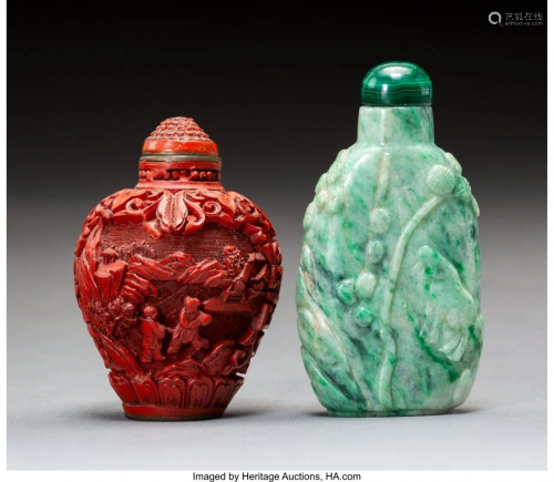 78426: A Chinese Jadeite Snuff Bottle and O…