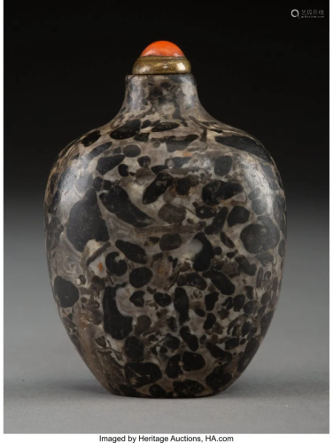 78427: A Chinese Pudding Stone Snuff Bottle,…