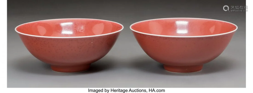 78228: A Pair of Chinese Coral Red Monoc…