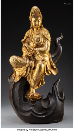 78545: A Large Gilt Bronze Seated Guanyi…