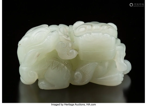 78470: A Chinese White Jade Figure of a D…