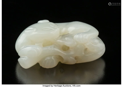 78472: A Chinese White Jade Lion 0-1/2 x 1…