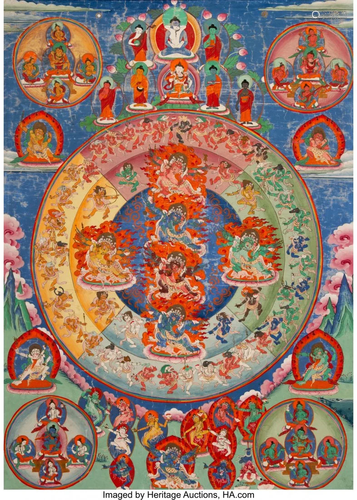 78595: A Tibetan Mandala Thangka, 19th c…