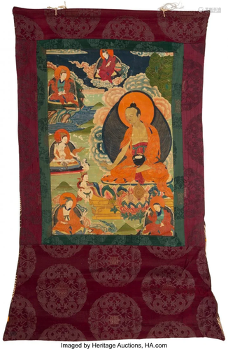 78596: A Tibetan Painted Thangka Depicting…