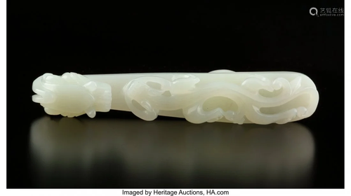 78474: A Chinese White Jadeite Belt Hook 4-…