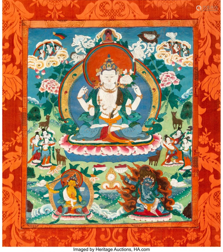 78597: A Tibetan Thangka 29-1/2 x 25-1/2…