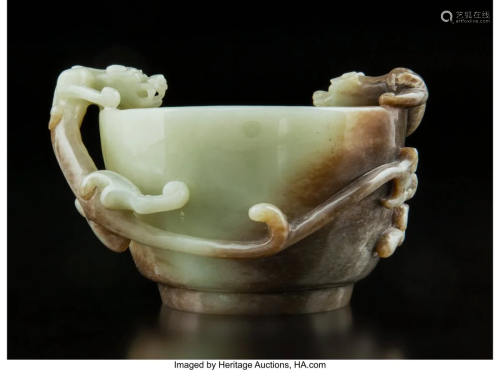 78443: A Chinese Carved Celadon and Brow…