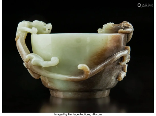 78443: A Chinese Carved Celadon and Brow…