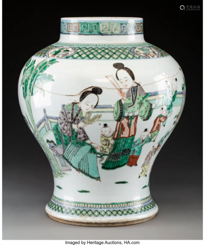 78128: A Chinese Famille Verte Porcelain Jar,…