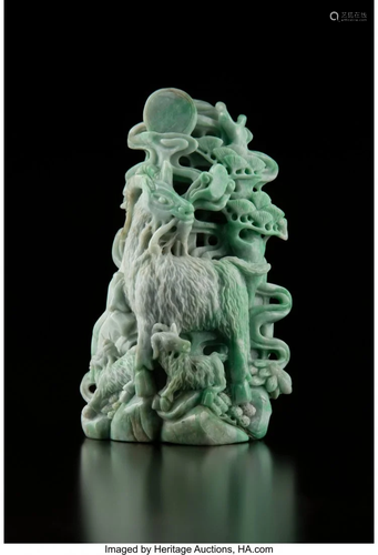 78478: A Large Chinese Carved Jadeite Gr…