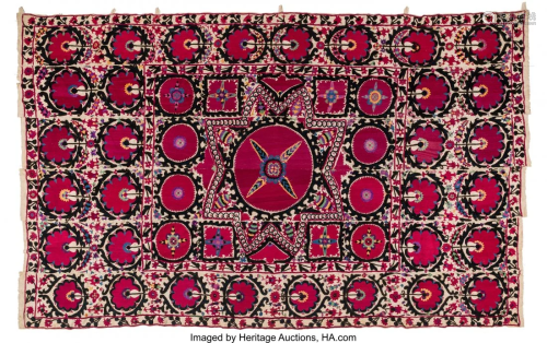 78603: An Uzbek Silk Embroidered Cotton S…