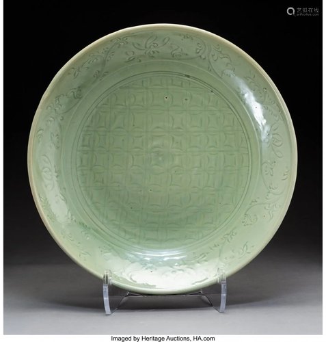 78166: A Chinese Celadon Porcelain Charger…