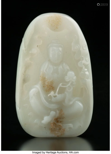 78449: A Chinese Carved White Jade Figure …