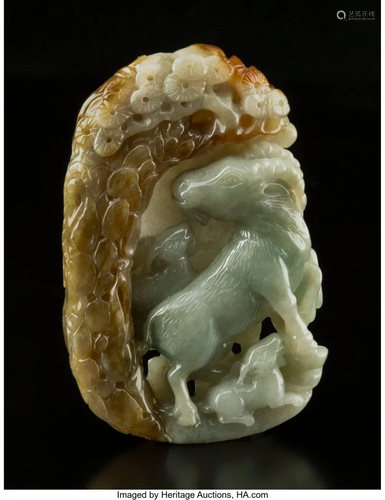 78452: A Chinese Celadon and Russet Jade …