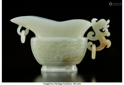 78453: A Chinese Celadon Jade Archaistic V…