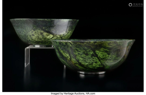78488: A Pair of Chinese Spinach Jade Bow…