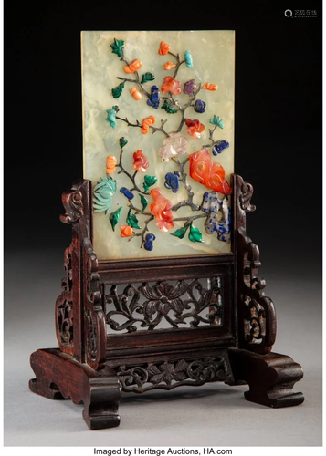 78459: A Chinese Hardstone Table Screen w…