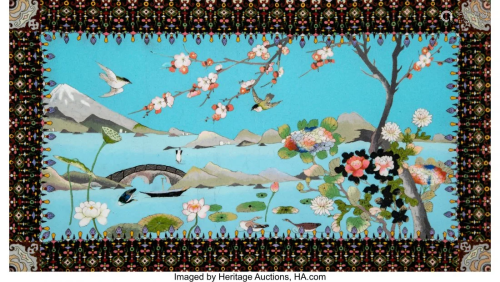 78616: A Japanese Cloisonné Panel 13 x 23 i…