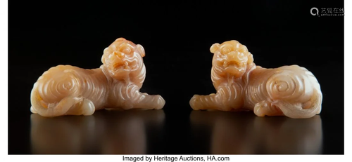 78275: A Pair of Chinese Soapstone Pixiu …