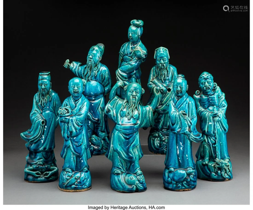 78191: A Group of Eight Chinese Turquoise…