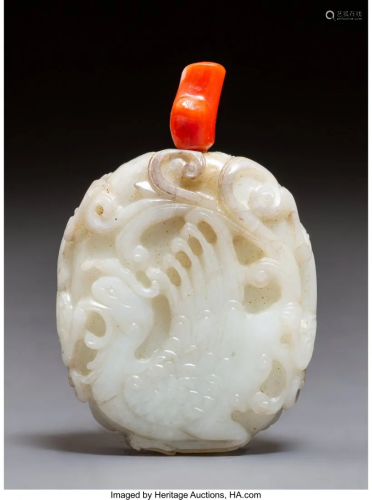 78001: A Chinese White Jade Snuff Bottle wi…