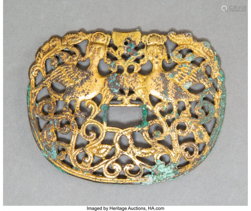 78236: A Chinese Gilt-Bronze Reticulated Fitti…