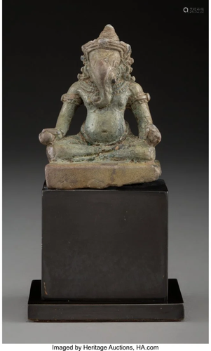 78373: An Angkor-Style Bronze Ganesha Figu…