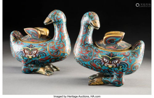 78258: A Pair of Chinese Cloisonné and Gil…