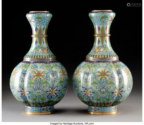 78259: A Pair of Chinese Cloisonné Vases, …