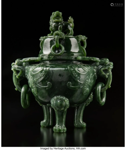 78038: A Chinese Spinach Jade Covered Cen…