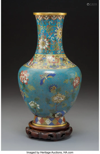 78266: A Chinese Cloisonné Lobed Vase, Rep…