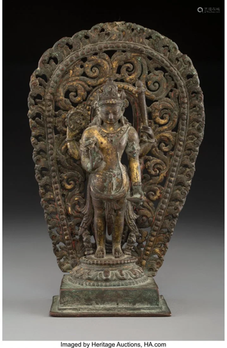 78328: A Nepalese Gilt Copper Standing Figur…