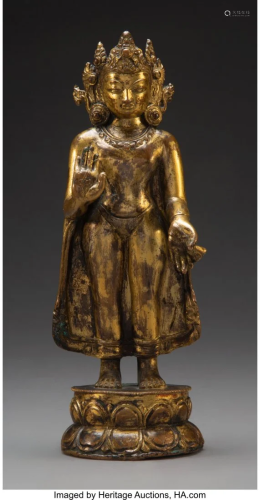 78333: A Nepalese Gilt Bronze Standing Bodh…
