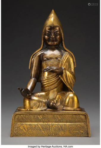 78335: A Tibetan Gilt Bronze Figure of a Se…
