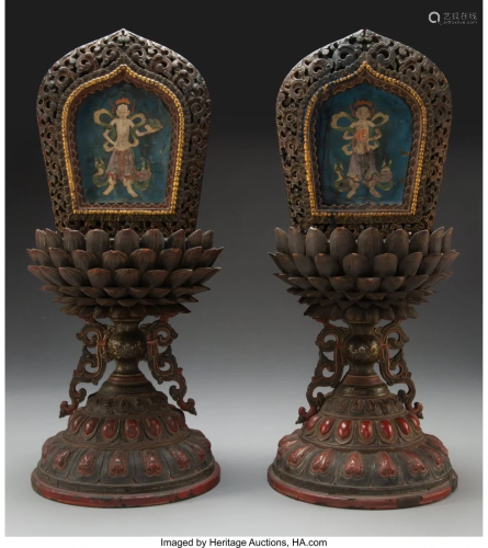 78348: A Pair of Sino-Tibetan Carved, Lacq…