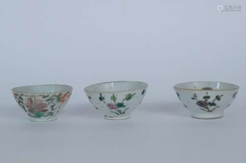 CHINE, Trois coupes en porcelaine