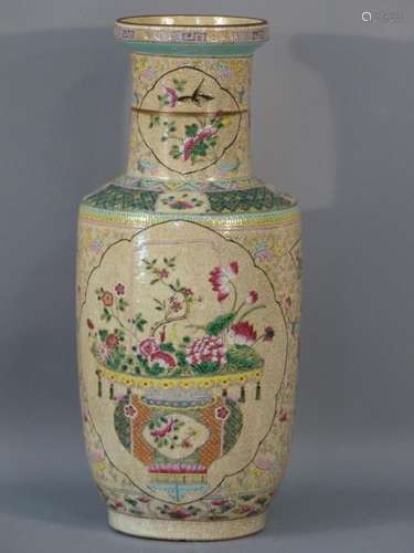 CHINE, vase rouleau en porcelaine