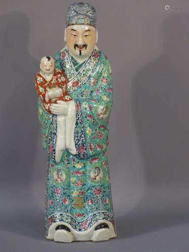 CHINE. Statue de dignitaire en porcelaine