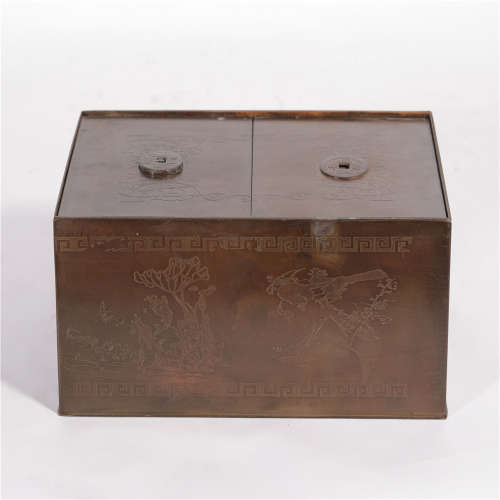 Ancient bronze carving jewelry box