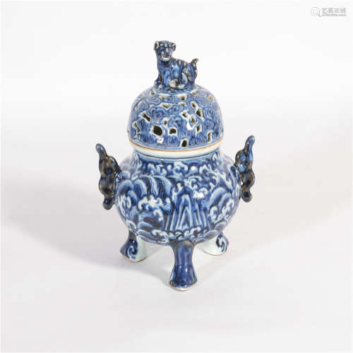 A Blue-and-White Incense Burner Ming Dynasty
