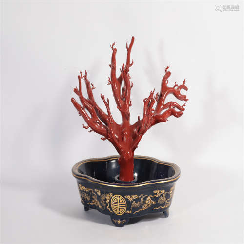 A Porcelain Coral Tree Qianlong Period Qing Dynasty