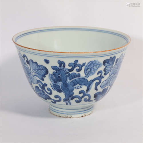 A Blue and White Bowl Kangxi Period Qing Dynasty
