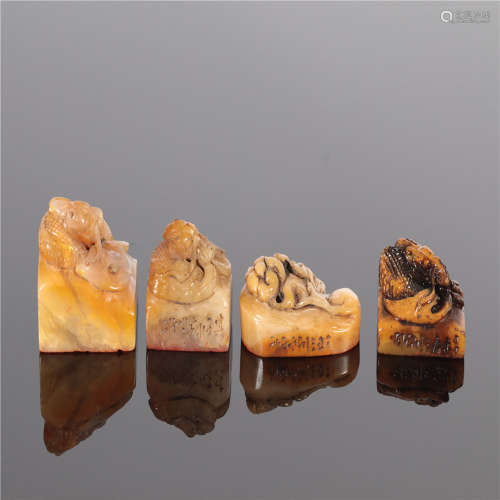 4 pieces Tian Huang Seal Qing Dynasty